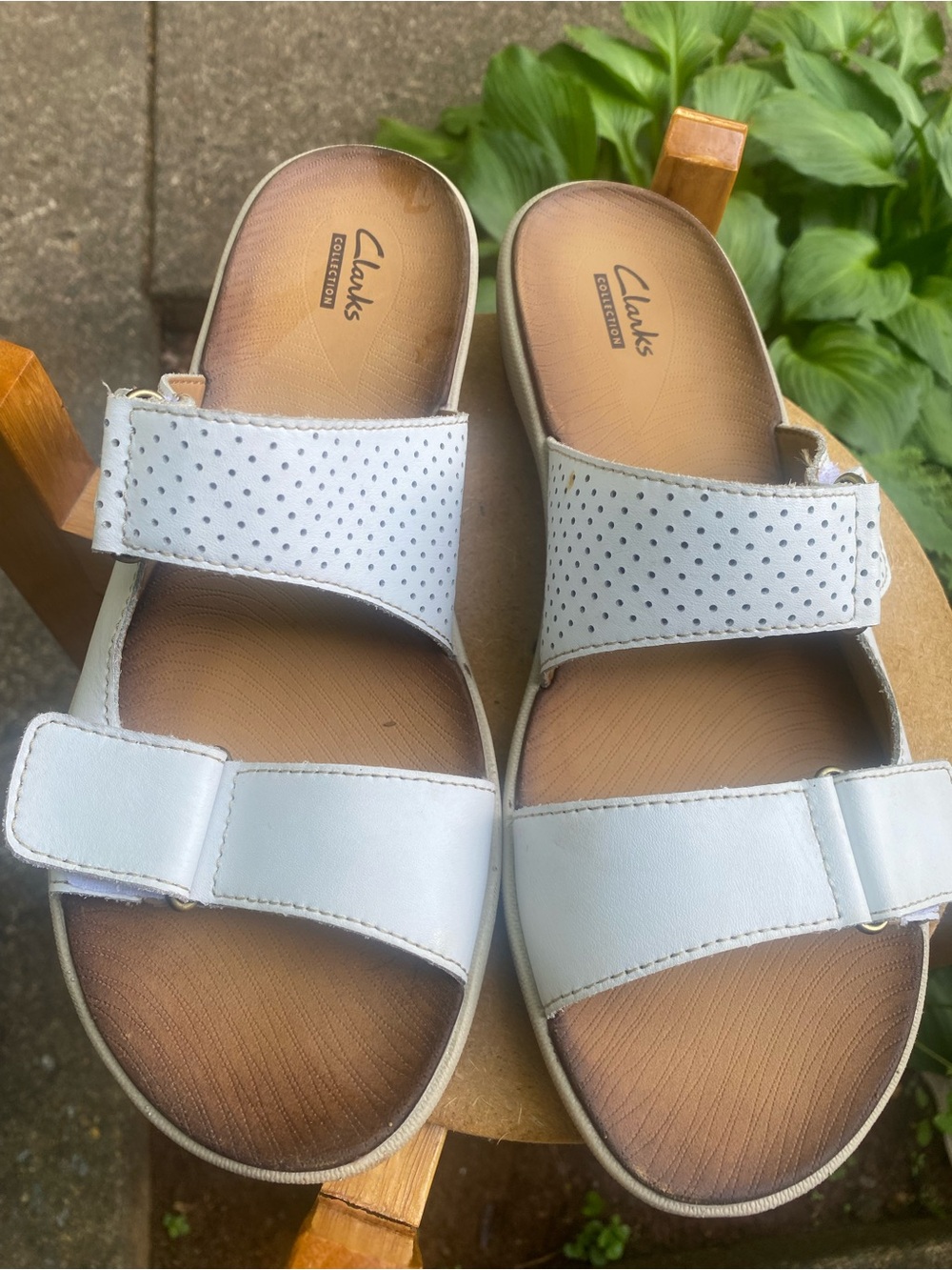 Slip on  white sandals sz 9